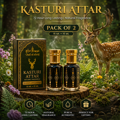 The Original Kasturi Attar | Long-Lasting & Exotic Musk | Pack of 2 | 15ML + 15ML
