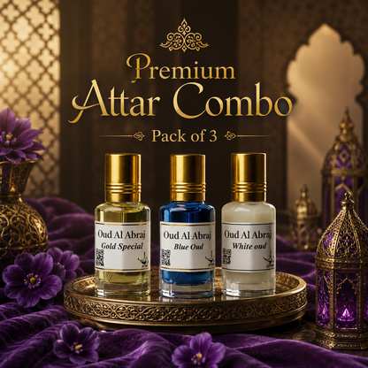 Luxury Attar Combo | Gold Special | Blue Oud | White Oud  [Pack of 3 X 15 ML] | 45 ML