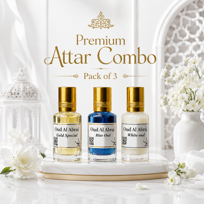 Luxury Attar Combo | Gold Special | Blue Oud | White Oud  [Pack of 3 X 15 ML] | 45 ML