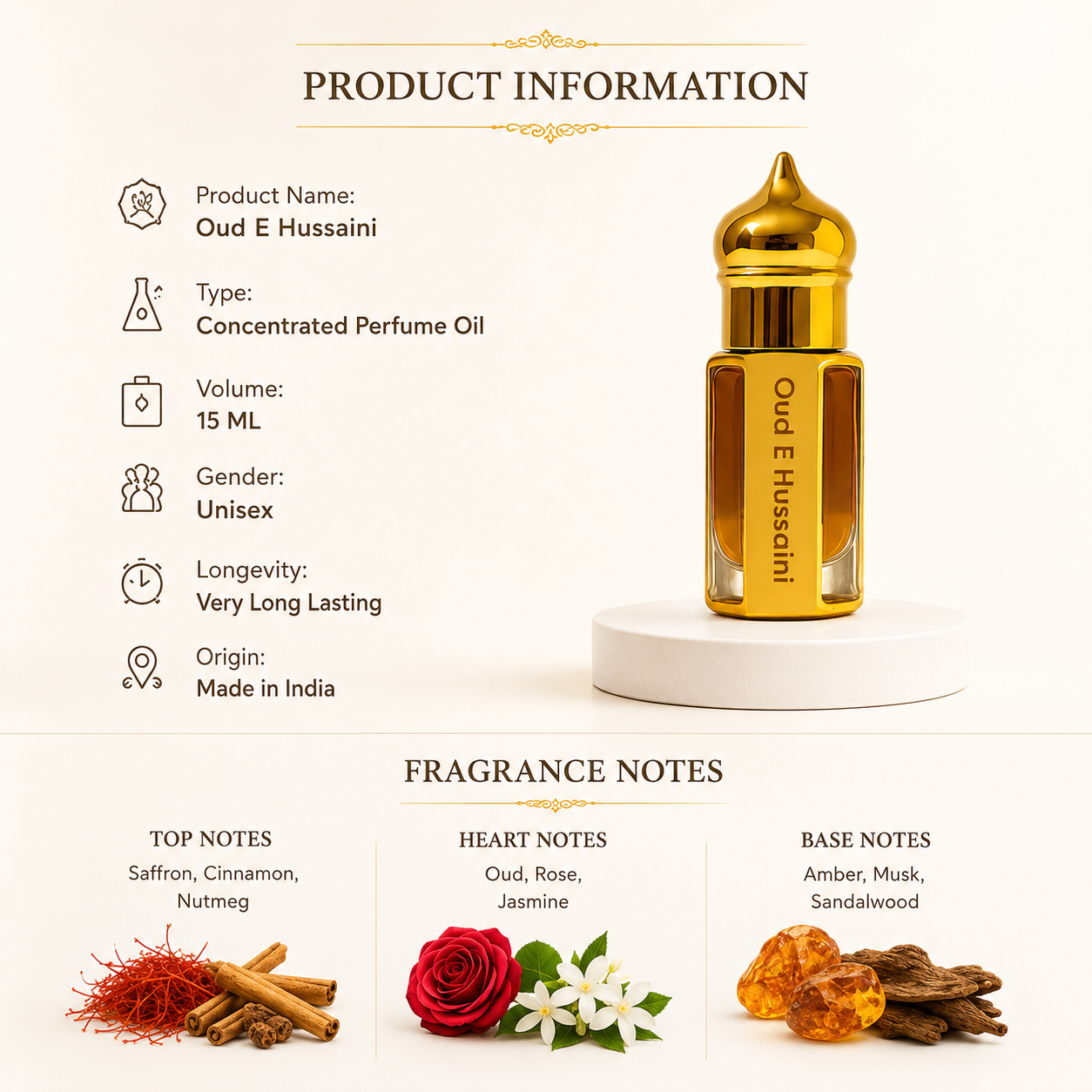 Original Oud-E-Hussaini Attar | 15 ML + 15 ML | Pack of 2 | Eid Special Offer